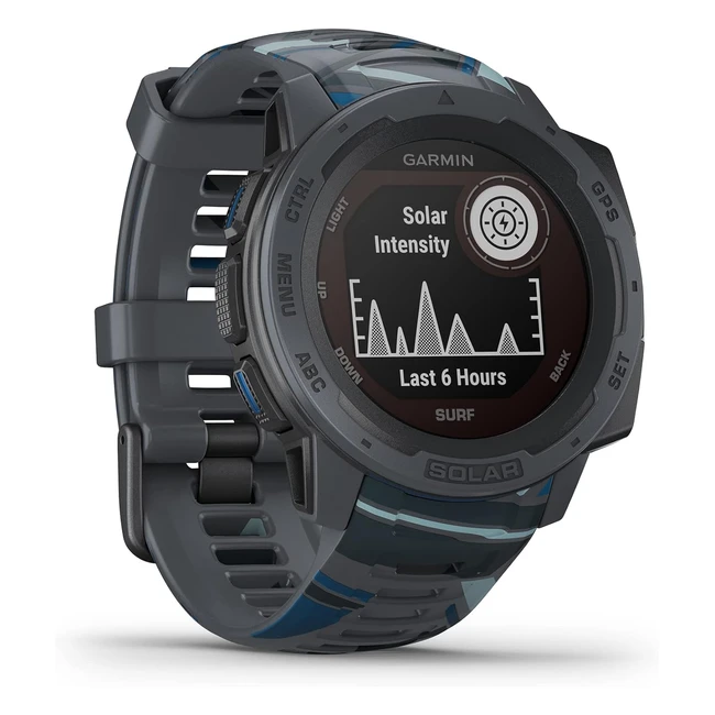 Garmin Instinct Surf Solar - Reloj Inteligente con GPS Resistente al Agua - Funciones Deportivas - Carga Solar - Pulsioximetría - Notificaciones del Smartphone