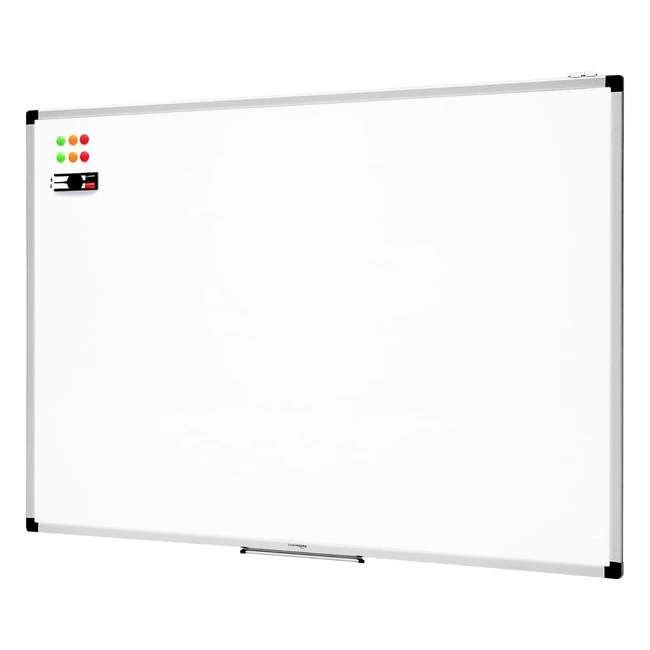 Pizarra Blanca Magnética Amazon Basics - 120 cm x 90 cm - Incluye Bandeja, Rotuladores y Marco de Aluminio