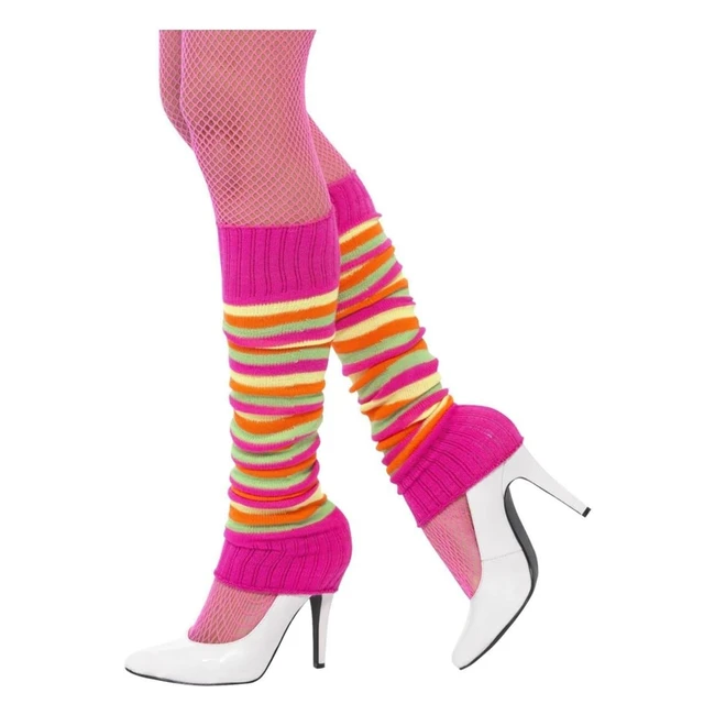 Scaldamuscoli neon a righe Smiffys - Taglia unica - Conforme alle norme di sicur