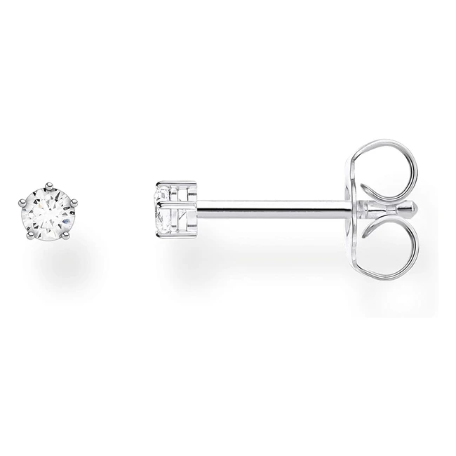 Thomas Sabo Damen Ohrringe Einzel Ohrstecker Weißer Stein 925 Sterling Silber H214705114