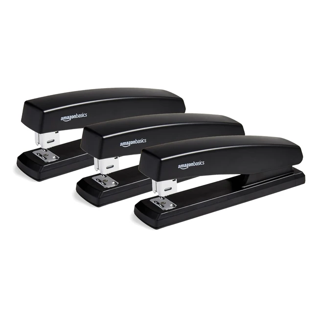 Amazon Basics Heftgert mit 1000 Heftklammern Schwarz 3er Packung