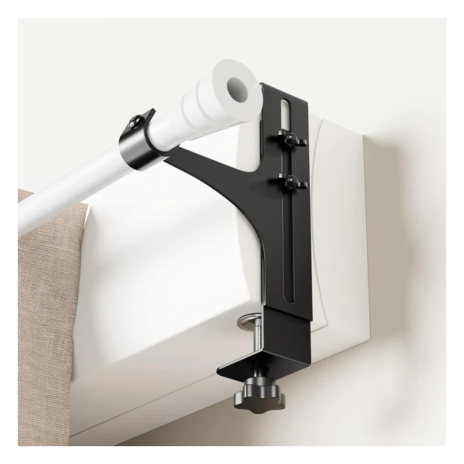 Juego de 2 barras de cortina sin taladrar - Negro - Soporte para ral de persiana