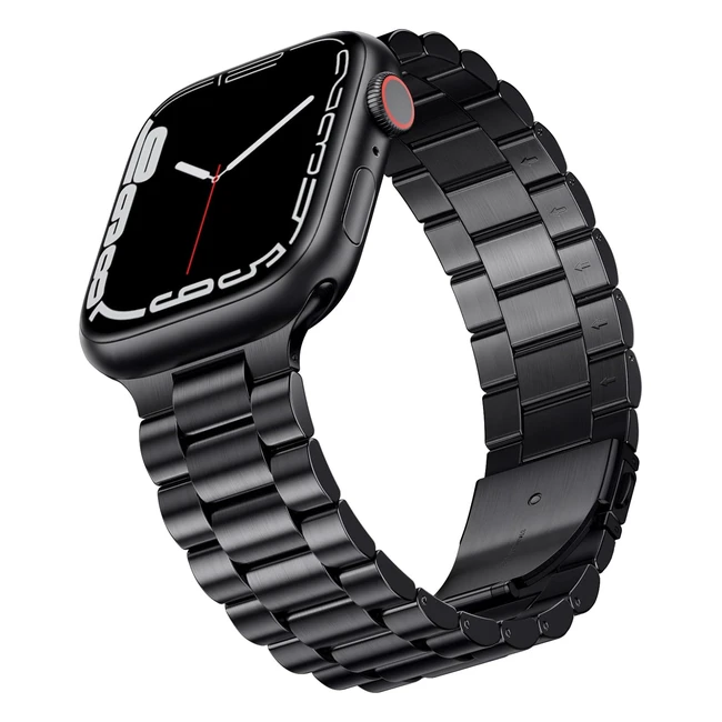 Bracelet en acier inoxydable Sunfwr pour Apple Watch - Compatible avec iWatch - Noir