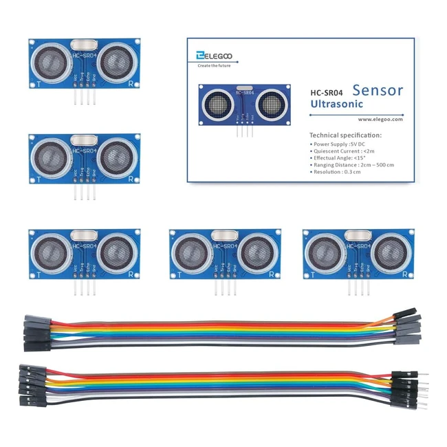 Elegoo Ultrasonic Sensor HCSR04 - Distance Sensor Kit for Arduino Uno Mega R3 - Fast, Accurate Measurement
