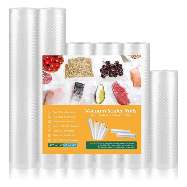 Sac Sous Vide Alimentaire Rouleau 6 Rouleaux 152028x300cm - Film Sous Vide Alimentaire Sans BPA