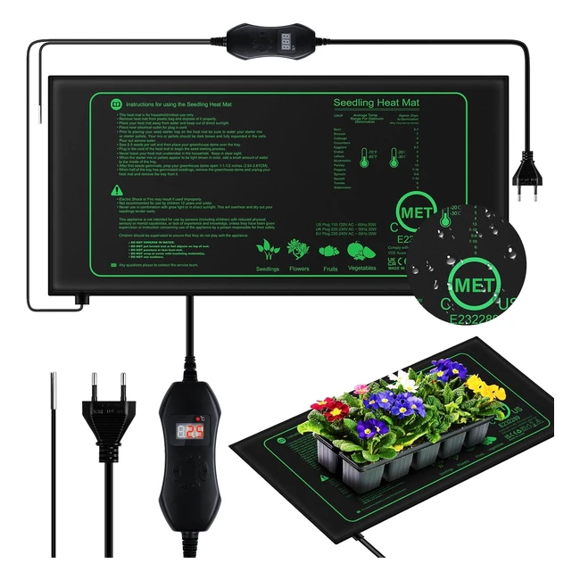 Tapis Chauffant pour Plantes 50W avec Thermostat - Chauffage Rapide et Protection Contre le Feu - Régulation de Température pour Semis et Animaux