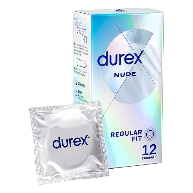 Durex Nude Condoms Regular Fit 12s - Ultra Thin, Feel It All - Silicone Lube