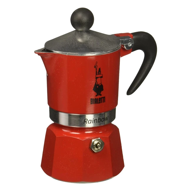 Cafetera italiana Bialetti Rainbow, espresso, 1 taza, aluminio rojo