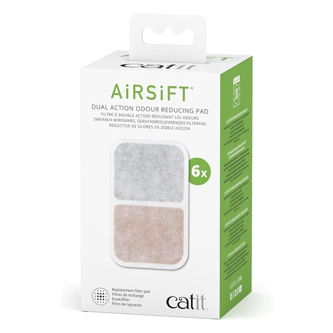 Catit Airsift Dual Action Pads 6pk - Reduce Litter Box Odours