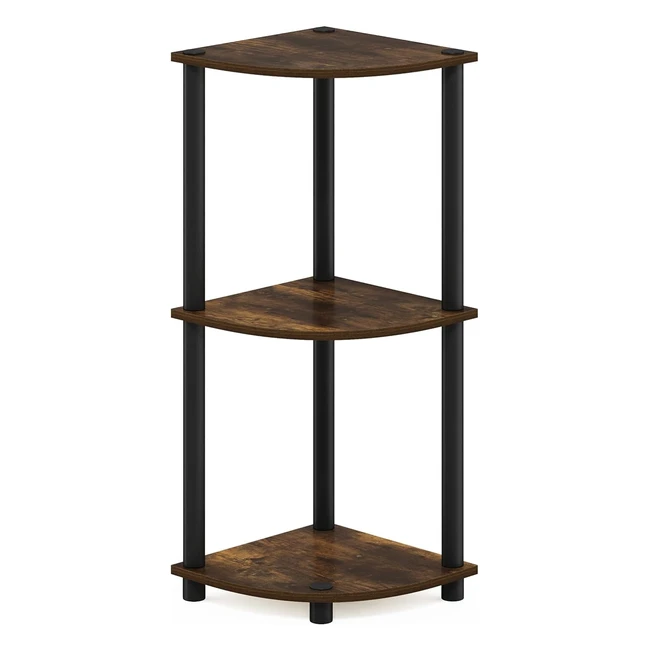 Furinno Toolless Shelves - Amber Pine/Black - 3 Tier - Easy Assembly