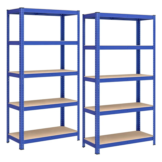 Songmics Schwerlastregal 2er Set, Kellerregal, Lagerregal, 40x90x180 cm, bis 875 kg belastbar, 5 verstellbare Ablagen, Blau GLR040Q02