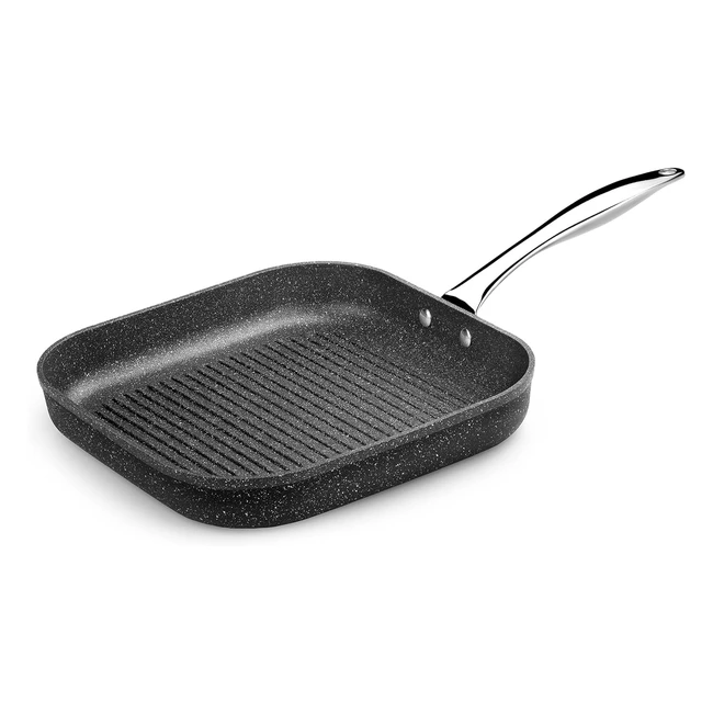 Parrilla cuadrada Monix Mineral con rayas, aluminio forjado, 28 cm - ¡Apta para inducción!