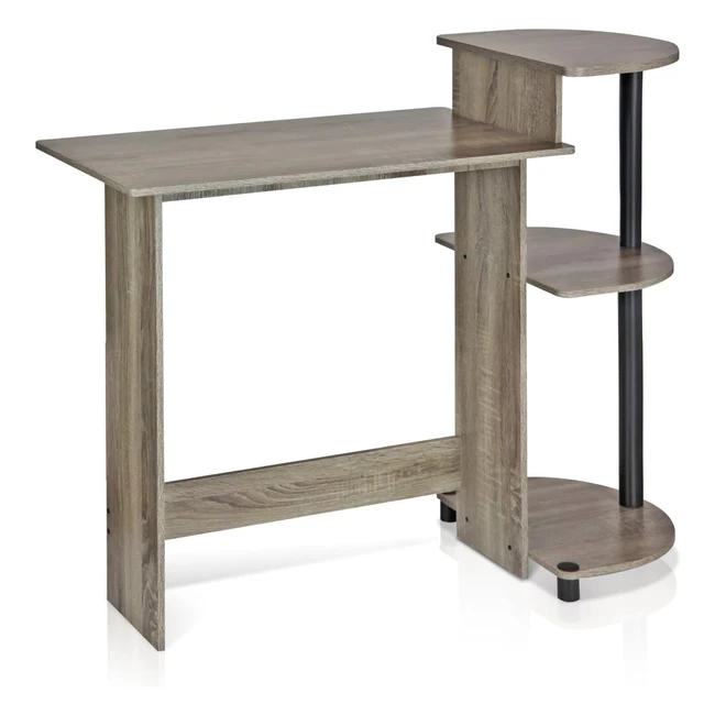 Furinno Compact Computer Desk Study Desk with Shelves - French OakBlack