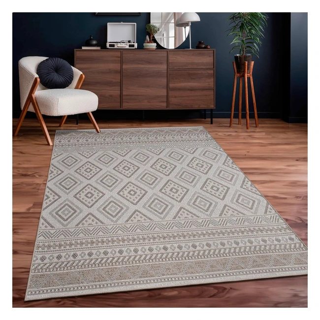 Tapis intérieur extérieur Paco Home, motif ethnique boho, dimension 240x340 cm, couleur beige