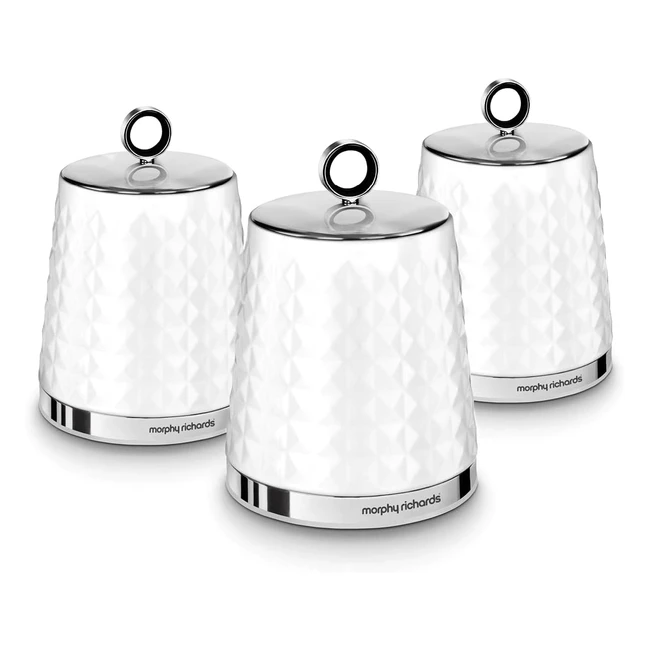 Morphy Richards 978054 Dimensions Set of 3 Round Kitchen Storage Canisters - Whi