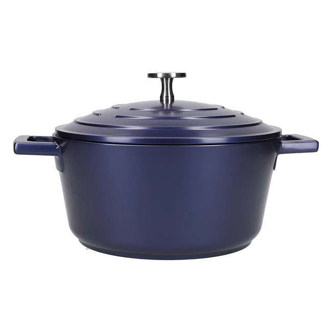 Masterclass Small Casserole Dish with Lid 2.5L 20cm Lightweight Cast Aluminium Induction Hob and Oven Safe Blue