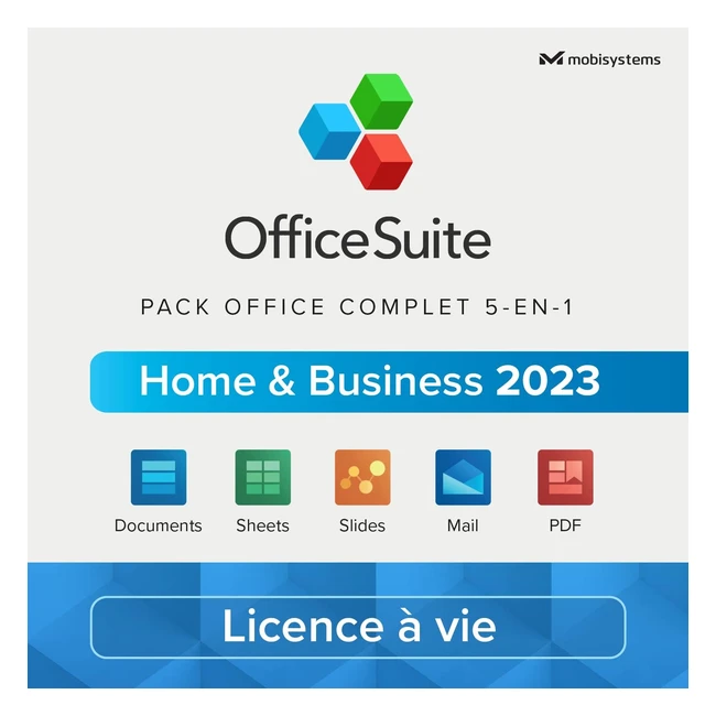 Pack OfficeSuite Home & Business 2023 - Licence à vie - Documents, Feuilles de calcul, Présentations, PDF, Mail, Calendrier - Pour 1 PC Windows