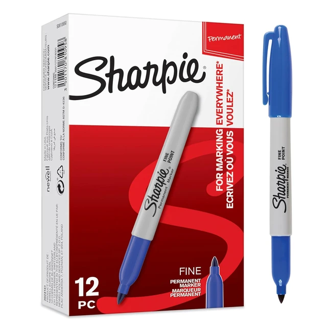 Sharpie Pennarelli Indelebili Punta Fine Blu - Scatola da 12