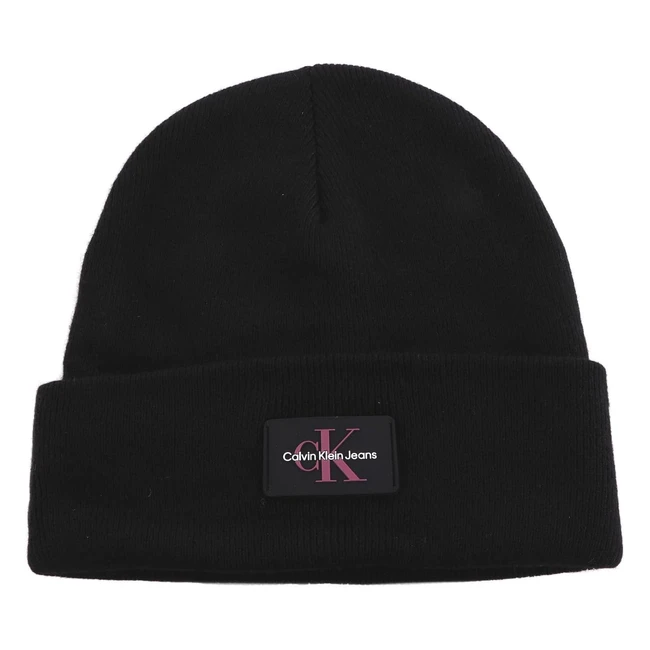 Chapeau Calvin Klein Monologo Rubber Beanie K60K611834 - Noir - Femme
