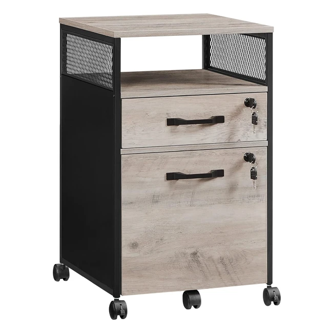 Vasagle Classeur de Bureau avec Tiroirs Verrouillables - Rangement pour Dossiers Suspendus - Style Industriel