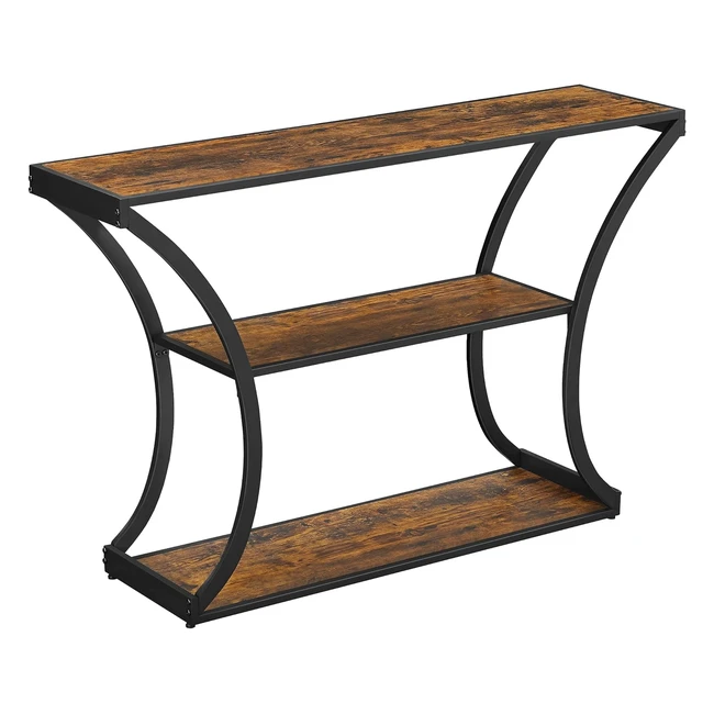Table console VASAGLE avec pieds courbés, style industriel, marron rustique et noir LNT089B01