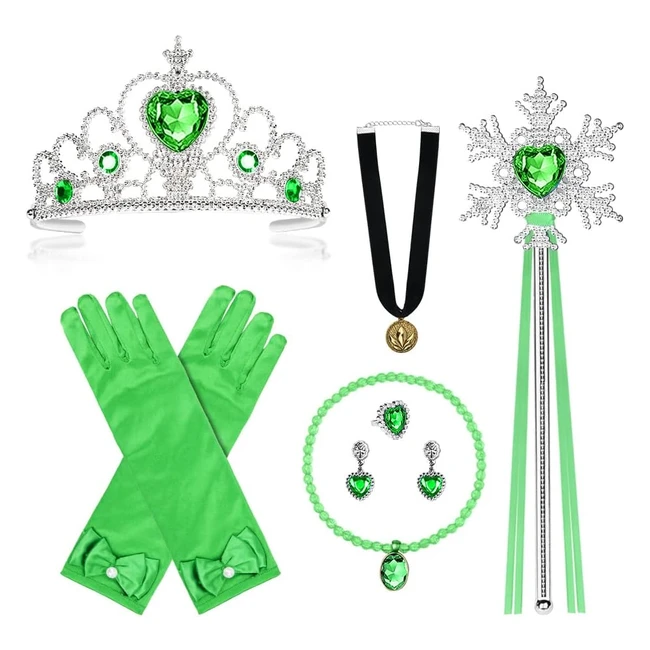 Vicloon Accessori Principessa 8pcs - Costume Bambina Biancaneve con Corona, Bacchetta e Guanti