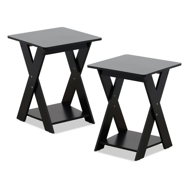 Furinno End Tables - Wood Espresso - Set of 2 - Holds up to 10lbs - Durable Finish
