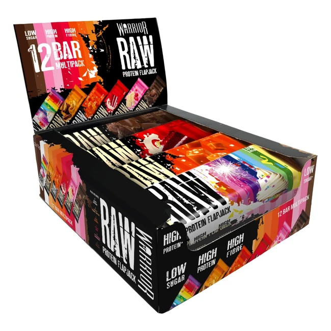 Warrior Raw Protein Flapjacks - 12 Bars x 75g - Packed with 20g Protein - Low Su