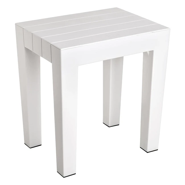 Tatay Rectangular Stool - White Textured Polypropylene - AntiUV Protection - Ind