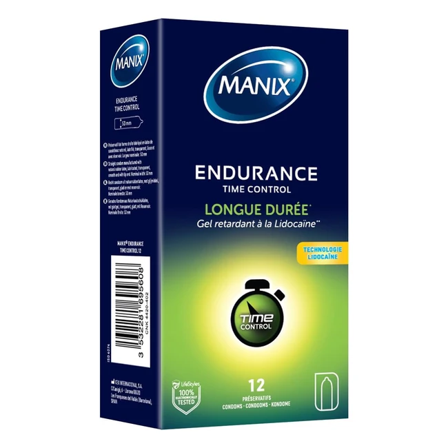 Manix Endurance Time Control - Bote de 12 prservatifs retardant pour homme - R