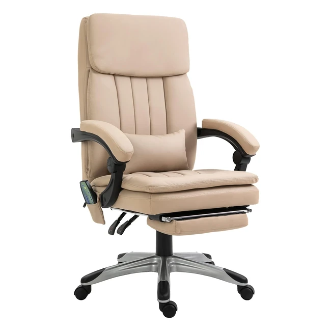 Fauteuil de bureau direction massant Vinsetto - Réglable et confortable - Revêtement synthétique beige