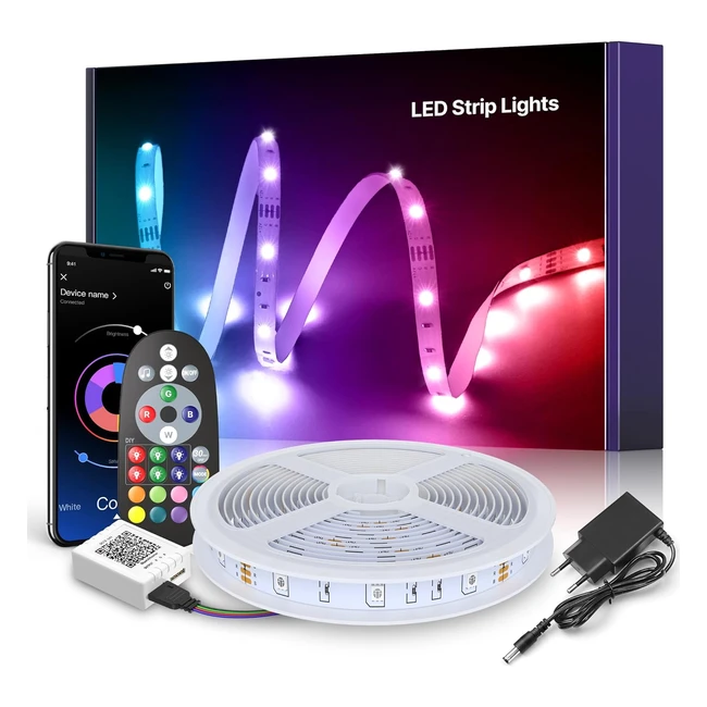 Ruban LED 10m avec télécommande - Contrôle APP Multicolore - Décoration Minimaliste - Lumière Respiratoire - Mode Musique