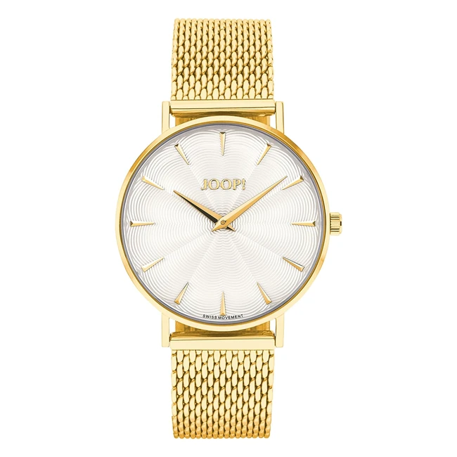 JOOP Damen Quarzuhr analog mit Edelstahlarmband Gold 5 bar wasserdicht - inkl. Geschenkbox