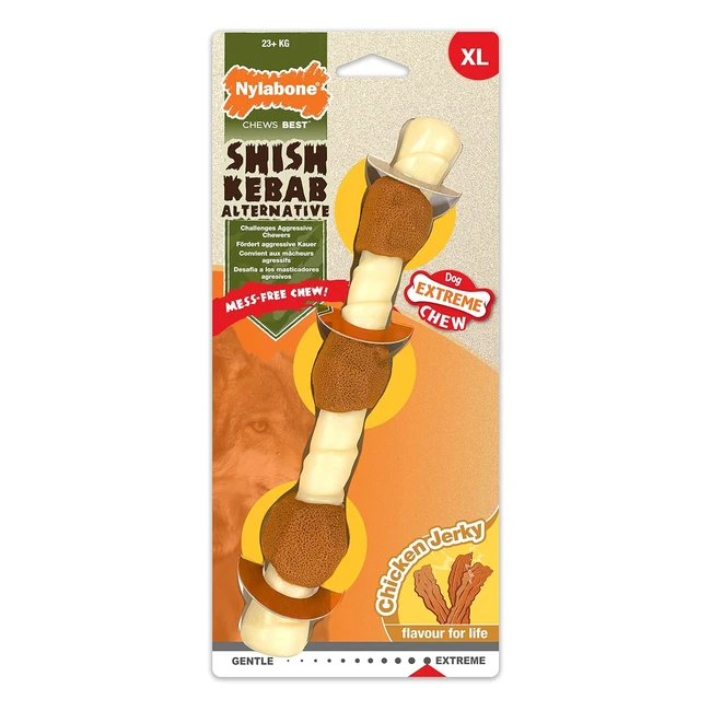 Nylabone Giocattolo Masticabile per Cani Potenti - Formato Shish Kebab al Sapore