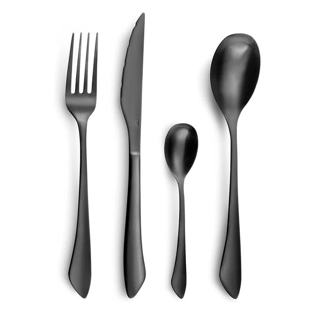 Amefa Instinct Besteck Set 4 Personen 16-teilig PVD Besteck Schwarz Matt Vint