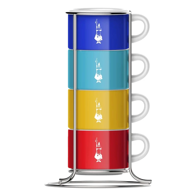 Bialetti Tazz111 - 4 tasses empilables en porcelaine - Qualit italienne