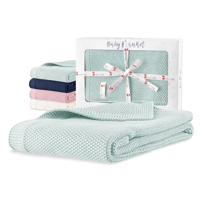 Couverture bébé Sweety Fox 80x100cm coton 100% bio GOTS et Oeko-Tex - Bleu clair