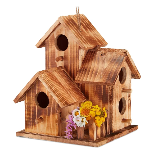 Casa para pájaros colgante, decorativa - Relaxdays 34x20x19cm