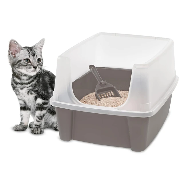 Iris Ohyama Litter Box Tray for Cat - BPA-Free - Open Top - Beige - CLH12