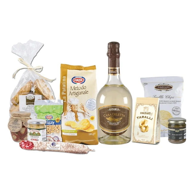 Kit Degustazione Aperitivo 10pz - Taralli Pugliesi, Pane Carasau, Olive Taggiasche, Tartufo, Salame - Idea Regalo