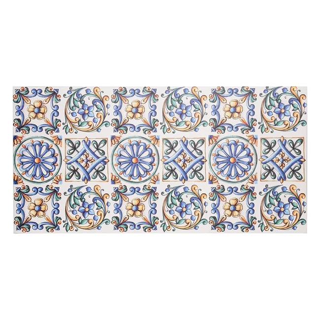 Tappeto Passatoia Baroni in Vinile 60x120 cm - Maioliche Colorato - Antiscivolo