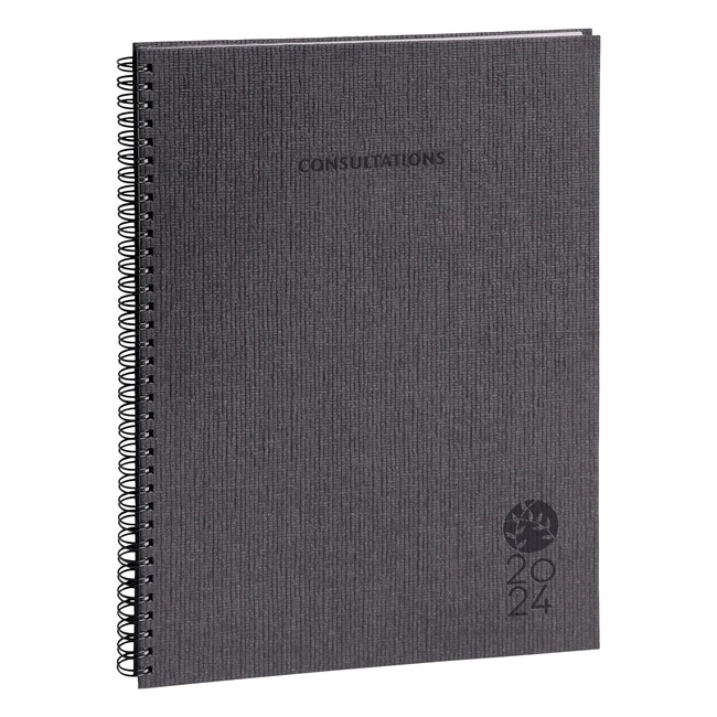 Agenda Exacompta 296421E - Semainier Bureau - Spiral Forever Recyclé - 297x21 cm - Janvier-Décembre 2024 - Noir
