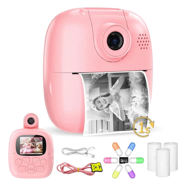 Cámara Fotos Infantil Instantánea 1080p HD - Regalos para Niños y Niñas