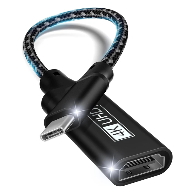 Adaptador USB C HDMI 4K - Compatible con iPhone, MacBook Pro, Dell XPS - Negro