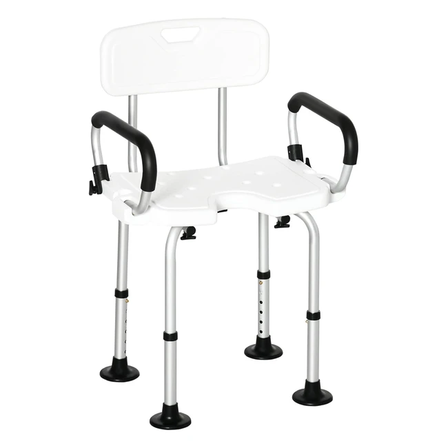 Chaise de douche ergonomique Homcom, hauteur réglable, pieds antidérapants, charge max 136 kg
