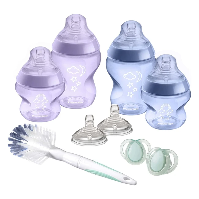 Tommee Tippee Closer to Nature Newborn Anticolic Baby Bottle Starter Kit - Purpl