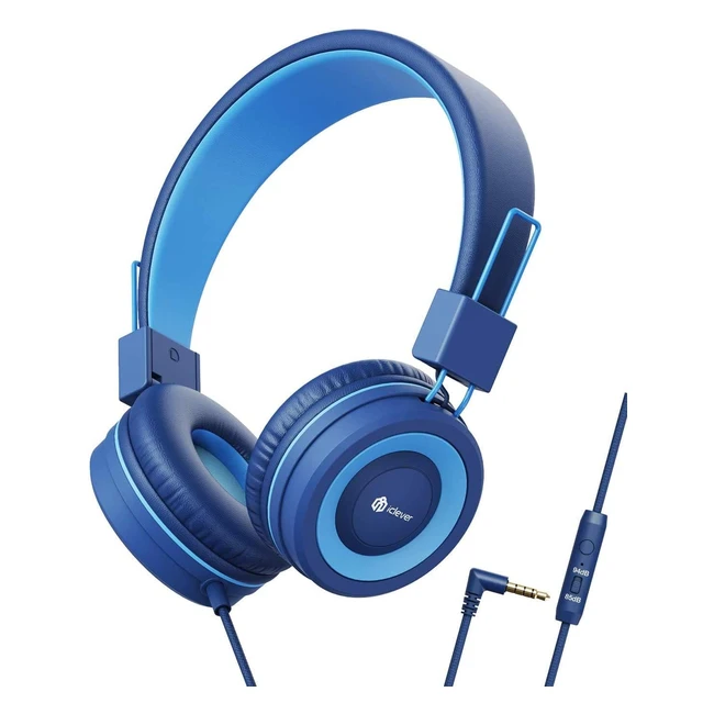 iClever Casque Enfant Écouteurs Filaires Bandeau Réglable 8594 dB Volume Limit Écouteurs Pliables pour l'École Voyage