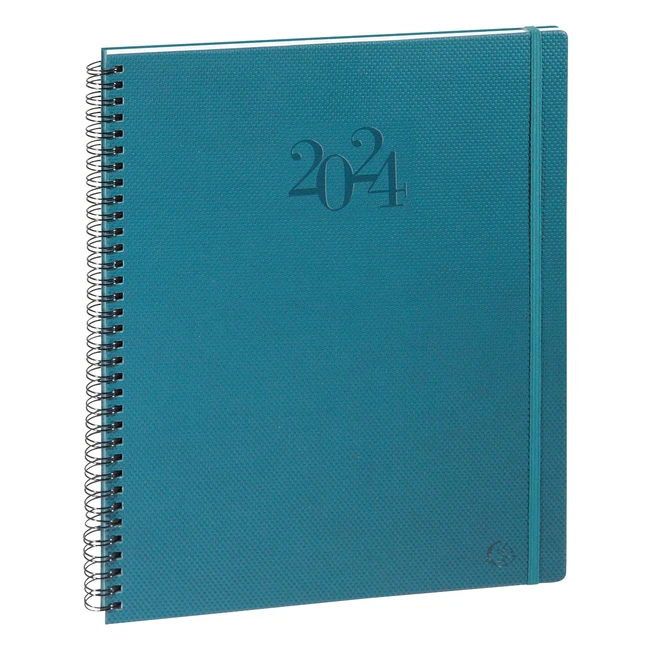 Agenda Exacompta 293422E Eurotime 29S Spiral Swan - Bureau - 21x297 cm - Janvier-Décembre 2024 - Bleu Canard