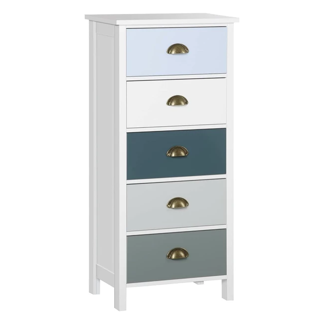 Chiffonnier Commode Homcom 5 Tiroirs Multicolores - Design Classique - Rangement