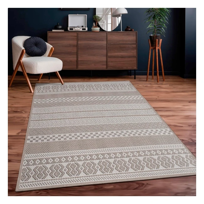 Tapis intérieur extérieur Paco Home, motif ethnique boho, dimension 240x340 cm, couleur beige